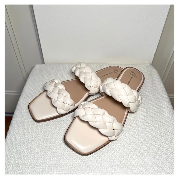 Time and Tru Women's Braided Two Band Sandals | Size 10 | Bone - Picture 4 of 8